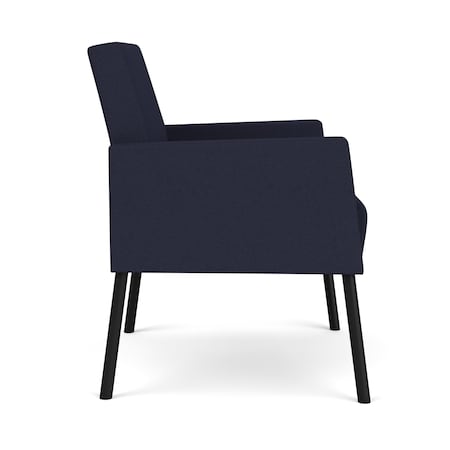 Lesro Mystic Lounge Reception Guest Chair, Black, OH Navy Upholstery ML1101